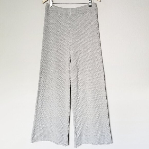 Free People Beach Hailee Knit High Rise Cropped Wide Leg Pants Light Gray Size L - Picture 5 of 15